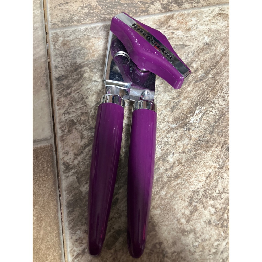 KitchenAid Manual Can Opener Purple Ergonomic Handheld Stainless Steel Tool